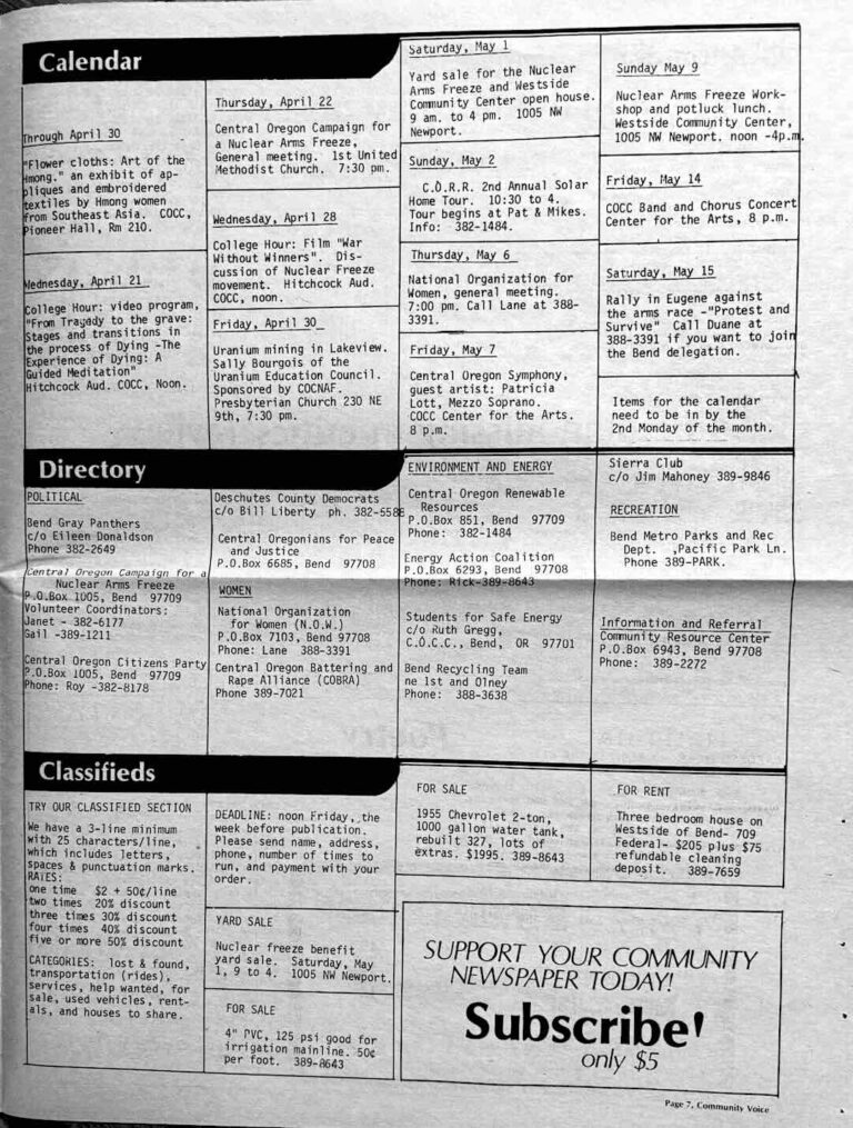 Scan of Community Voice Volume 1, Issue 3, Page 7.