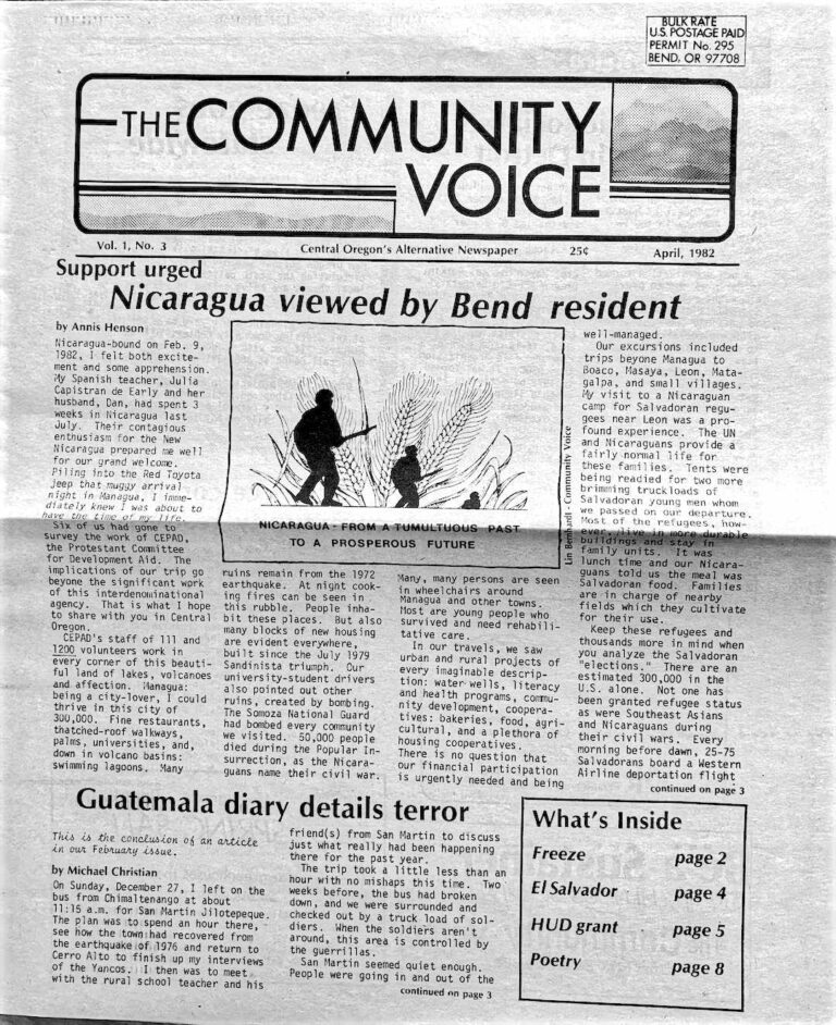 Community Voice, Vol 1, Issue 3, Page 1