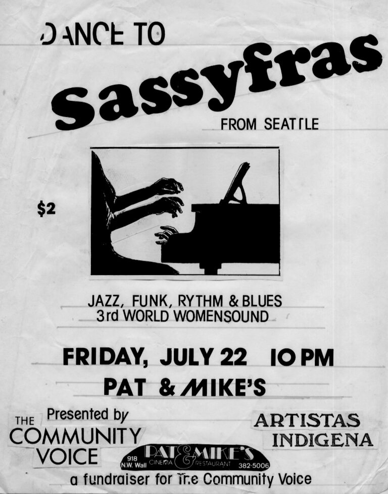 Sassyfras Fundraiser for the Community Voice, flyer