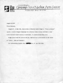 August 1983, a press release for a COCNAF event in Redmond.