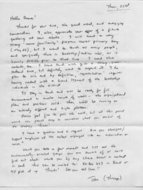 A letter from Tom Throop, successful candidate for Oregon State Rep, thanking me for meeting and advising him about local activist groups in Deschutes County.