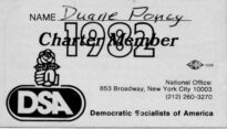 DSA Charter Member card, 1982