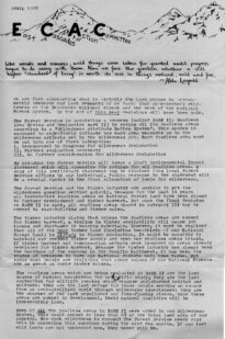 Page 1 of East Cascade Action Committee newletter, April 1978.